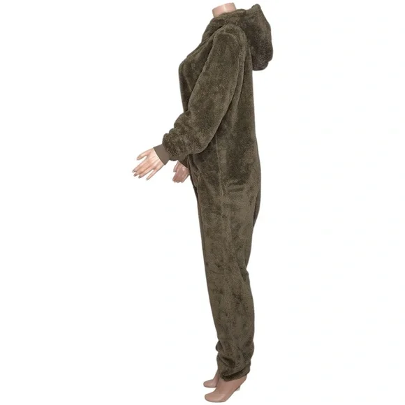 ONEPIECE Puppy Sherpa Jumpsuit, Taupe, Medium